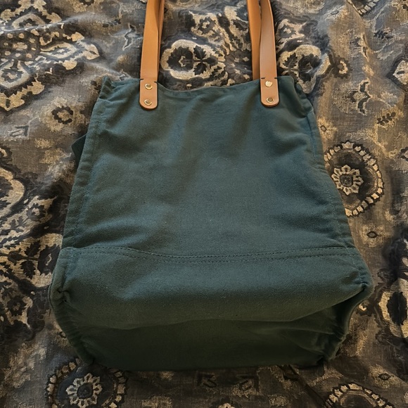 Blue canvas tote bag with leather straps $59 - Picture 4 of 9